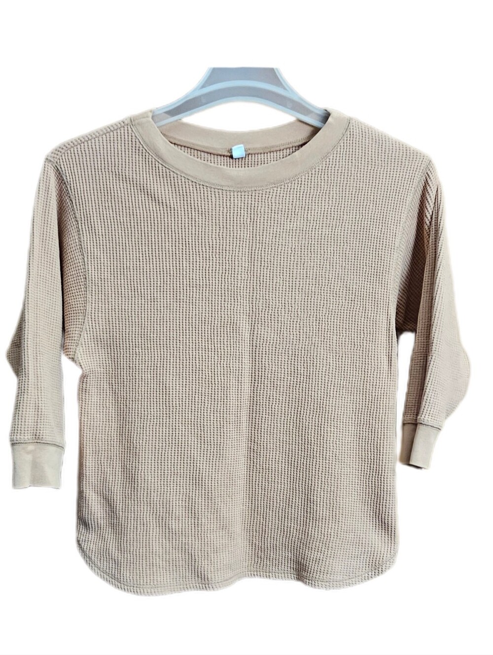 Uniqlo mens long sleeve Beige thermal crew neck shirt size XS Kids Boys